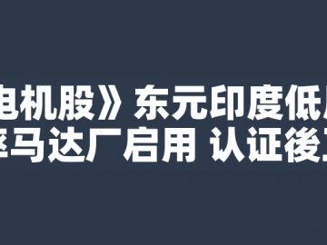 東元印度低壓高效率馬達(dá)廠啟用 認(rèn)證後正式量產(chǎn)