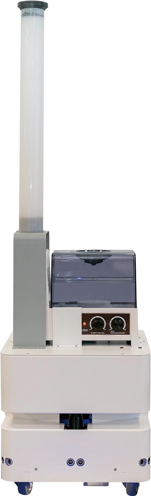 防疫機器人展現(xiàn)東元智慧移動平臺（AGV）更多元應(yīng)用。圖／東元提供